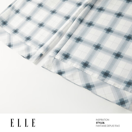ELLE Plaid Casual Suit 2025 Summer New Style Loose, Lazy, Skin-Friendly, Comfortable, Can be Weared Outer Home Clothes Black and White (Pajama Pants) S
