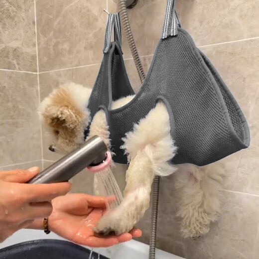 Amor dog foot washing artifact, cat grooming hammock, small and medium-sized dog nail clipper, hanging fixed bag, pet supplies, gray, super load-bearing, quick-drying and not stuffy, S-recommended 5-10 Jin Jin equals 0.5 kg, universal for cats and dogs