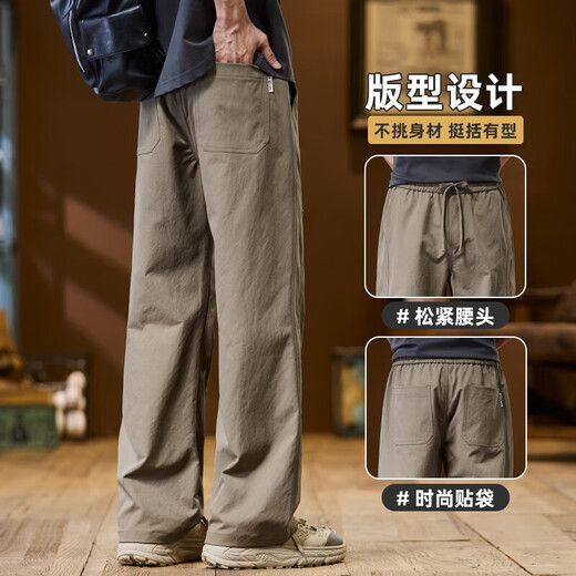 
2025 new paratrooper work clothes floor pants men's American straight-leg casual pants men's wide 9855 black M