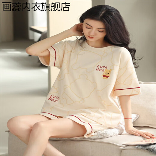 画蕊睡衣女款夏季纯棉短袖短裤可外穿2025年新款家居服套装 9859 均码 M码建议80-100斤穿