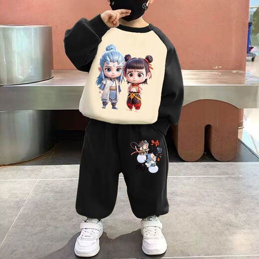 
Ultraman Nezha Devil Child's Sea Boys Set Spring and Autumn Clothes 2025 New Sweatshirt Loose Children's Girls Casual Korean Style Trend Hot Selling Green Set 140 Height 130-140cm Age 8-9 years old