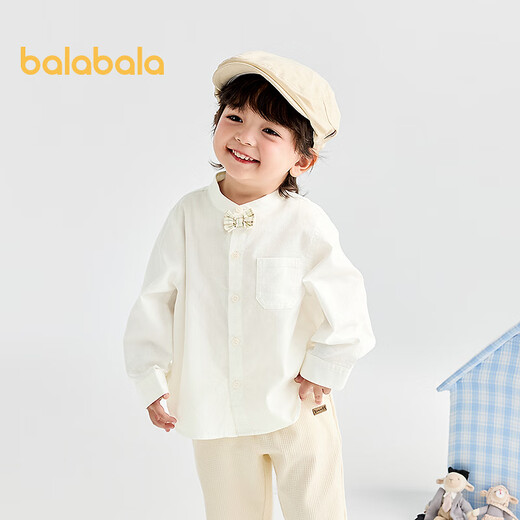 Balabala shopping mall same style baby long-sleeved shirt boys shirt autumn new top fashion off-white 10302 90