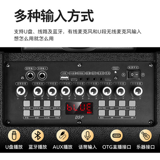 Philips outdoor stage high-power square dance audio mobile portable trolley commercial conference speaker wireless Bluetooth high volume karaoke amplification with dual microphone SD170PRO 12-inch bass + horn tweeter