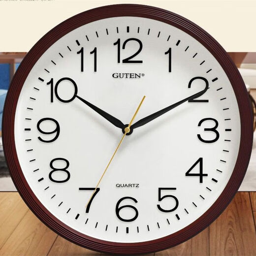 维榕金钟宝挂钟大客厅学校简约圆石英墙钟显眼大字体挂壁钟 3883哑黑色    直径34厘米 1英寸