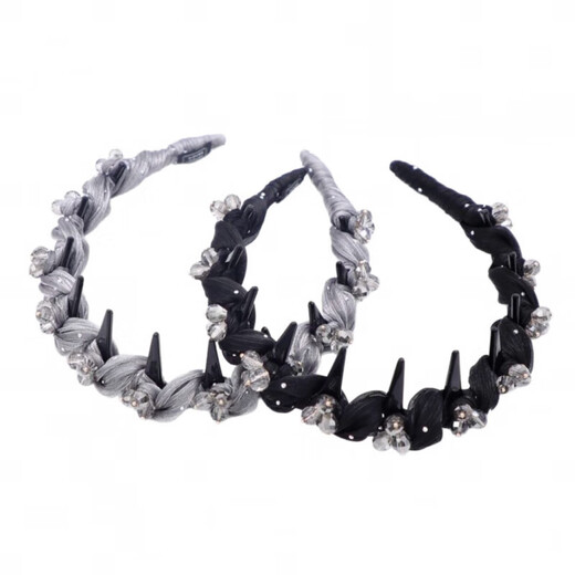 2025 new crystal light luxury fluffy temperament toothed comb non-slip design headband hair accessories headband 1 black hot diamond and beaded headband