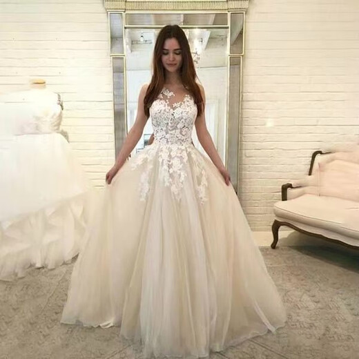 熊司令2025新款婚纱礼服性感蕾丝婚纱礼服三色连衣裙 蓝色 S
