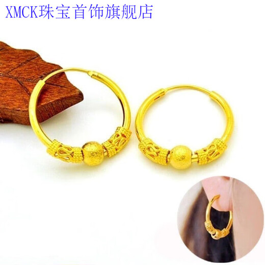 XMCK old phoenix gold-plated silver new earrings gold earrings lucky transfer mom girlfriend gift earrings earrings gold belt beads is a pair
