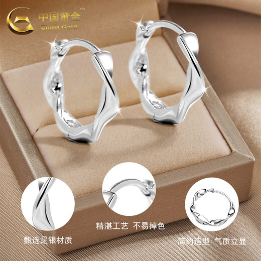 CHINA GOLD Pure Silver Earrings Women's Versatile Niche Earrings Mobius Earrings Valentine's Day Birthday Gift for Girlfriend and Lover Mobius Earrings