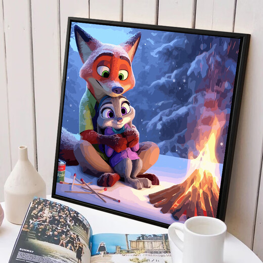 Cartoon Cartoon Crazy Zoo City Nigital Painting DIY PEINTURE COLORAGE PEINTURE EN PEINTURE UN-TRANSE À MAIN PEINTURE D'HUILE D'HUME SHIFFRES SJ13554 20 * 20cm Strait en bois massif épaissie Cadre intérieur + cadre extérieur (noir par défaut)