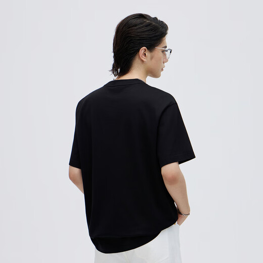 VJC 2025 Spring and Summer New Men's Fashion Daily Light Luxury Embroidered Short Sleeve T-shirt Round Neck Versatile Top B24BA1048 Black M /48