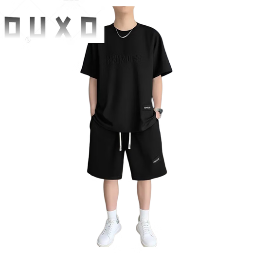 Duxd Xiaoxin Ausgewählte Herrenkleidung, Herren-Mode-Casual-Sportanzug, Sommer-Shorts Kurzärmele, trendige, schnell trockene halbärmelige [SET] 829 Khaki M (Empfohlen 100-120 Jin [Jin gleich 0,5 kg]))