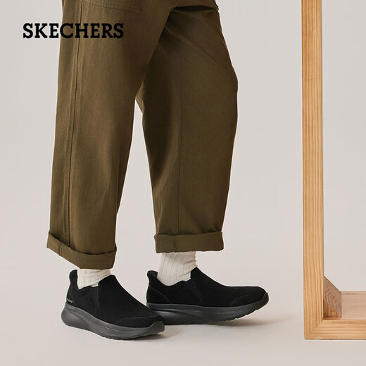 Skechers walking shoes men's velvet warm autumn and winter new comfortable sports casual shoes one-leg walking shoes 217081