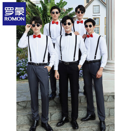 Romons bester Mannanzug Brüder Anzugsgruppe Herrenanzug Vest Shirt Western Stil Herbst Hochzeitskleid Großgröße Anzug Jacke Noble-western schwarzes zweiteiliges Set (Hemd + Hosen) M (90-105jin [Jin ist gleich 0,5 kg])