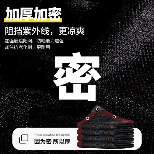 遮阳网加厚加密防晒网黑色遮阴遮光太阳网楼顶阳台庶阳隔热遮阳布 96%遮阳抗紫外线 包边打孔送拉绳 13888针加筋特厚特密【2米X4米】
