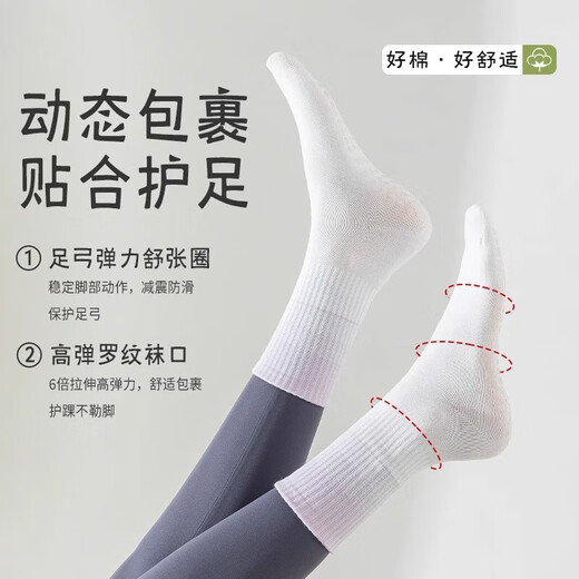 Sports Yoga Socks Women's Mid-calf Socks Gradient Solid Color Cotton Socks Non-Slip Silicone Indoor Fitness Dancing Pilates 3 Pairs Blue + Flesh Pink + Light Purple One Size