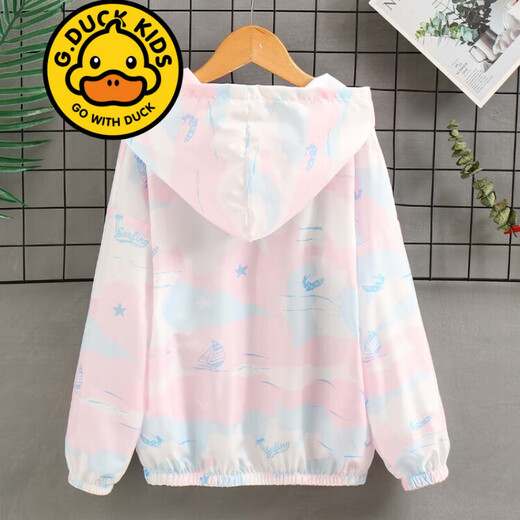 G.DUCKKIDS品牌童装儿童防晒衣女童夏季外套女孩洋气夏装连帽皮肤衣服中大童 F9930 粉色 130