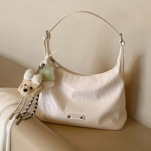 
Nanfeng Chio2nd cream puppy tote bag women's bag portable ladies one-shoulder armpit bag commuting big bag crossbody bag moonlight white [send puppy pendant]