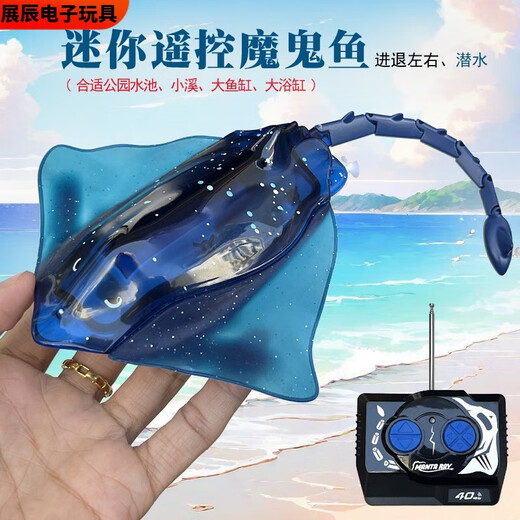 溥畔迷你型遥控魔鬼鱼仿真快艇潜水艇蓝鲸鱼儿童戏水上玩具充电动小船 黑色 核潜艇-49mhz 标配充电-+遥控器电池+工具