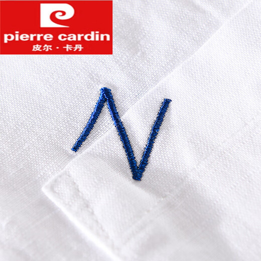 皮尔卡丹（pierre cardin）男士亚麻翻领短袖t恤宽松衬衫领上衣服有带领T棉麻料体恤麻布夏装 yunyi-9711白色 M