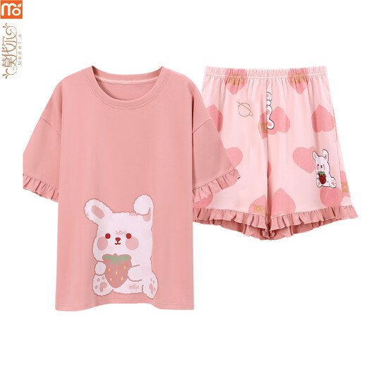 Pyjama modal pour les femmes en été 2025 Nouveau dessin animé Suisse à manches courtes Coton Coton et mince version coréenne Y9853 M