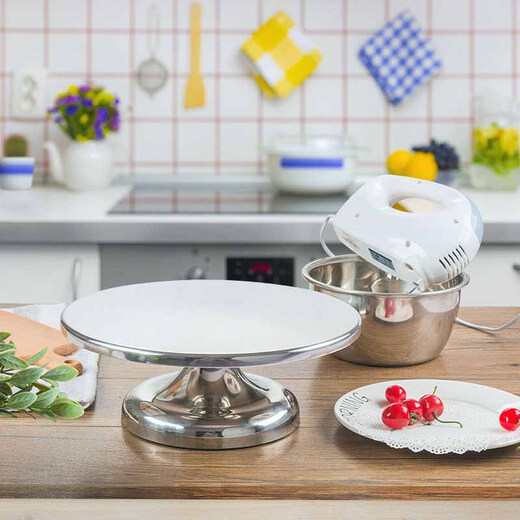 Junkiss cake turntable, decorating turntable, plastering turntable, commercial baking birthday decorating turntable, stainless steel turntable, 12-inch stainless steel turntable, free spatula