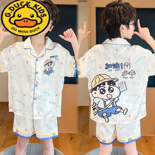 G.DUCKKIDS milk dragon boy ice silk cool pajamas summer medium and large boy thin short-sleeved children's air-conditioning home clothing set 6628#chiikawa 170 16 size height 140-150CM 60