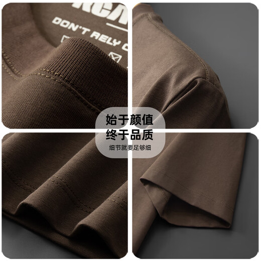 CK heavy craft embroidery + high-circular craftsmanship, cool ice silk cotton short-sleeved T-shirt for men's summer round neck T-shirt, brown hy6626 M, weight 90-110Jin [Jin equals 0.5 kg]