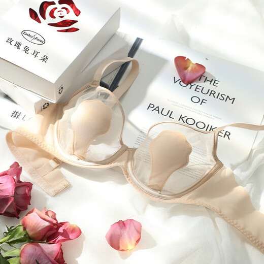 安莉芳单层围玫瑰杯兔耳朵文胸女大胸显小防凸点内衣 浅肤色LSB 75B