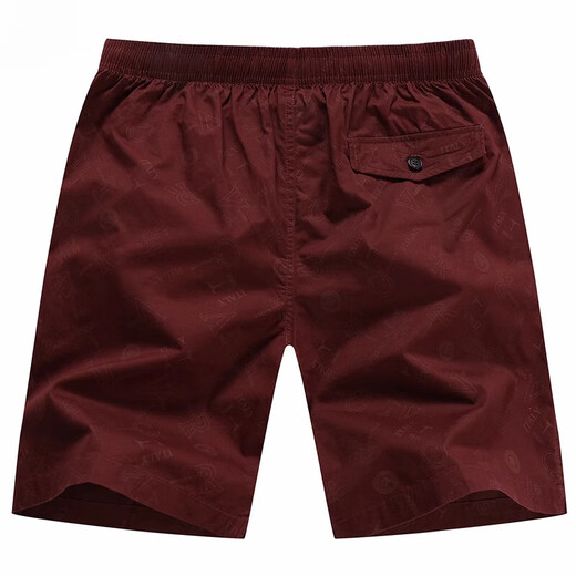 Tommy Hee Kelly Fünf-Punkte-Hosen für Herren Sommer Pure Cotton High-End Red Beach Mid-Sports Sport Home Shorts Lose Shorts, Burgund 9277 Taschen mit Reißverschluss L 90-120jin [Jin gleich 0,5 kg]