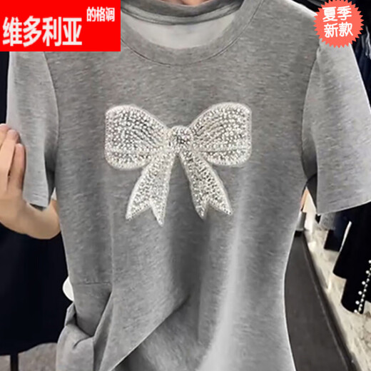 维多利亚的格调重工蝴蝶结短袖连衣裙女2025夏季新款收腰显瘦长裙小个子气质裙子 黑色3524 S 【建议80-100斤】