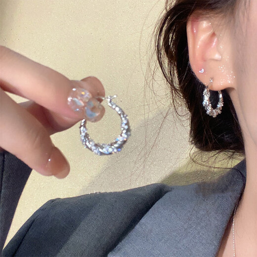 Nianfu S925 Silver Needle High-end Starry Gypsophila Earrings Earrings for Women Versatile Temperament Wrapping and Exaggerated Mid-Autumn Festival Gifts for Girls Starry Gypsophila Earrings S925 Silver Needles