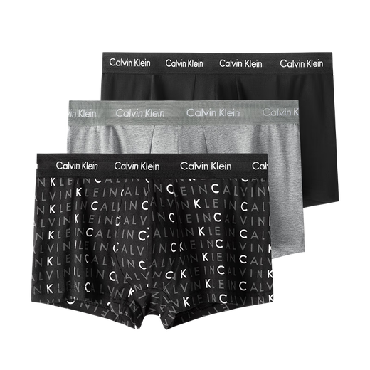 Calvin Klein CK Men's Boxer Panties 3 Pack U2664G Chinese Valentine's Day Gift YKS Letter Black Gray L