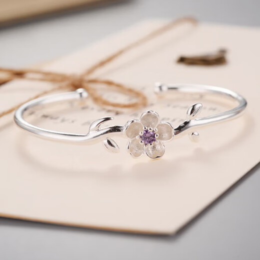 KZD Old Phoenix 999 pure silver bracelet temperament flower inlaid diamond sterling silver bracelet women's silver bracelet