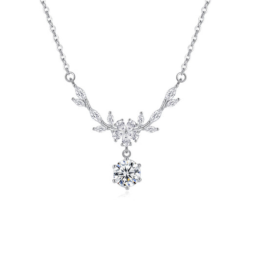 Fakou platinum necklace for girls 2025 new high-end light luxury niche platinum pendant birthday gift for girlfriend Wisteria blossom necklace-brand gift box