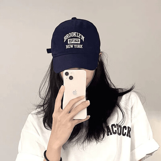 语森忆韩版刺绣帽子女百搭棒球帽男遮阳防晒帽显脸小鸭舌帽 3881常规码-黑色 M (56-58cm)