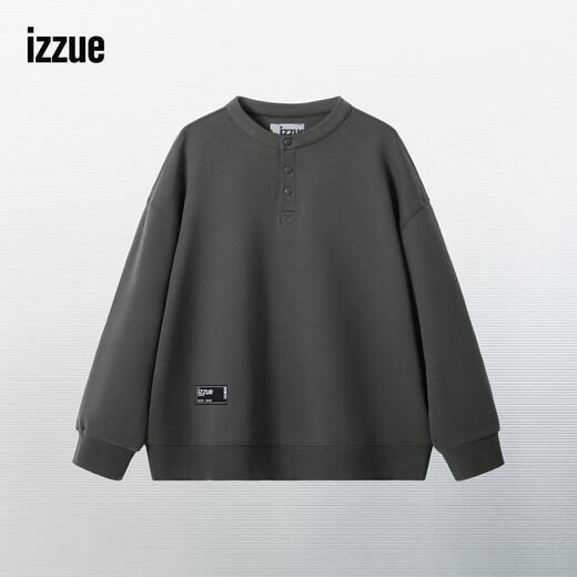 Izzue it trendy brand letter sweatshirt men's spring and autumn half cardigan Henry collar top heavy stylish youth loose jacket
