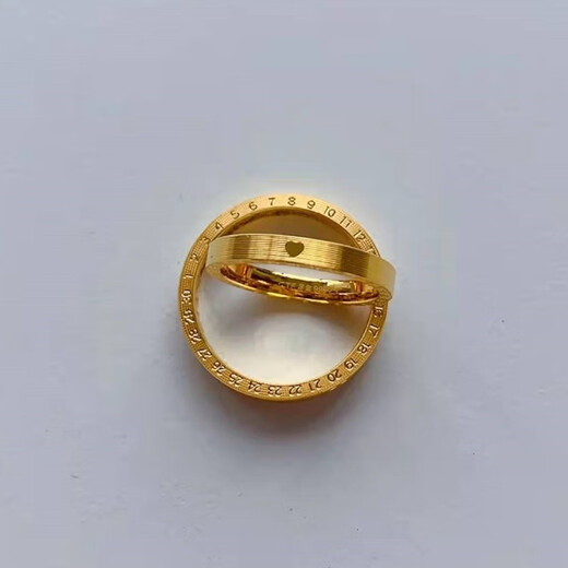 OEMG Old Phoenix Gold Store Model 520 Clock Plain Ring Women's Niche Design 18k Gold Imitation Gold Couple Ring Wedding Ring US Size 9 520 Clock Ring