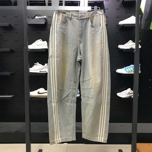 阿迪达斯 （adidas）三叶草女裤2025春季新品阔腿水洗牛仔运动裤弯刀裤JX9212 JX9214 深蓝_渐变 26