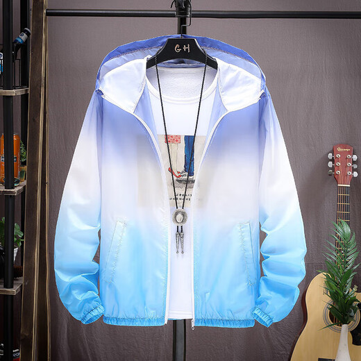 La Summer Sun Protection Kleidung für Jungen 2025 Neue Farbfarbjacke und Kleid Teenager 9926 Weiß und Blau M.