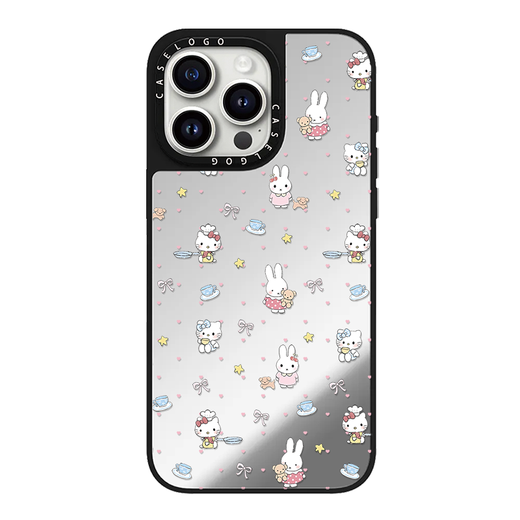 Apple rouge (Apple rouge) Adapté à la boîtier Joint Miffy Rabbit Katie Apple 16Promax Case de téléphone mobile iPhone15 Miroir Case protectrice 14pro Magnétique magsafe acrylique 13 Étui à carte mignonne [CS15259 Miffy Bear] Miroir d'argent I