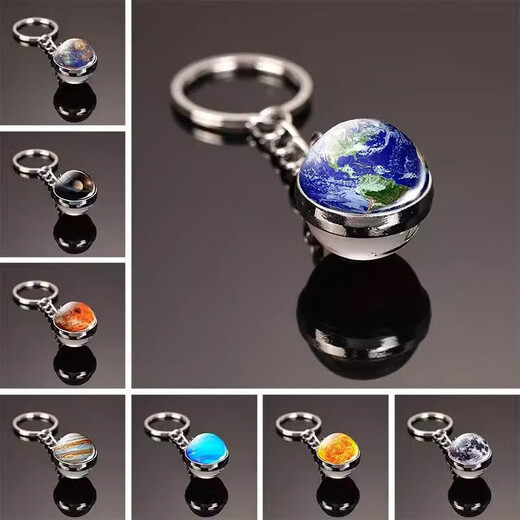 Luminöses Universum doppelseitige Erdgalaxiezubehör Schlüsselkette Planet Schlüsselkette Schultasche Anhänger Globe Hanging Dekoration Planet Schlüsselkette - Erde