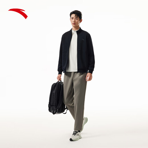 ANTA (ANTA) Stand Collar Executive Jacket Men's 25th Autumn Commuting Fashion Casual Sports Jacket Top 152547706 Basic Black-2 L (Male 175)