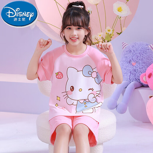 迪士尼（Disney）儿童睡衣纯棉短袖夏天薄款小海狸露比loppy卡通小女孩家居服套装 6627#恐龙 170 20码身高(155-160cm)