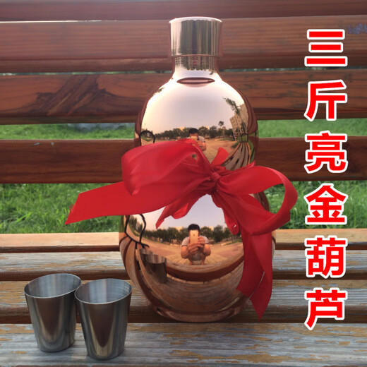 304 stainless steel wine bottle wine gourd 1 Jin Jin equals 0.5 kg 2 Jin Jin equals 0.5 kg 3 Jin Jin equals 0.5 kg 7 Jin Jin equals 0.5 kg Outdoor portable wine bottle household small wine kettle W True color 2 Jin Jin equals 0.5 kg Equipped with leather case + funnel + wine glass