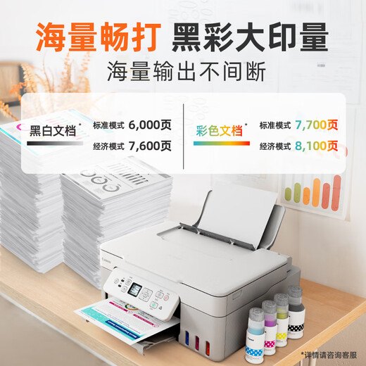 佳能（Canon）/G3836彩色墨仓式自动双面打印机A4喷墨一体机复印扫描5G无线wifi微信远程办公专用家庭 G3881白  三合一 【彩色打印复印扫描+5GW 官方标配 【领下单打8折】