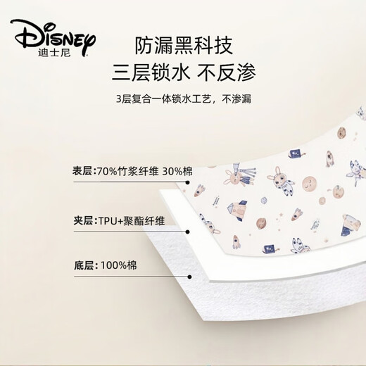 迪士尼（Disney）婴儿a类隔尿垫纯棉防水透气可水洗防漏防滑隔尿布垫宝宝尿布床单 森林时光【一条装】 50x70cm