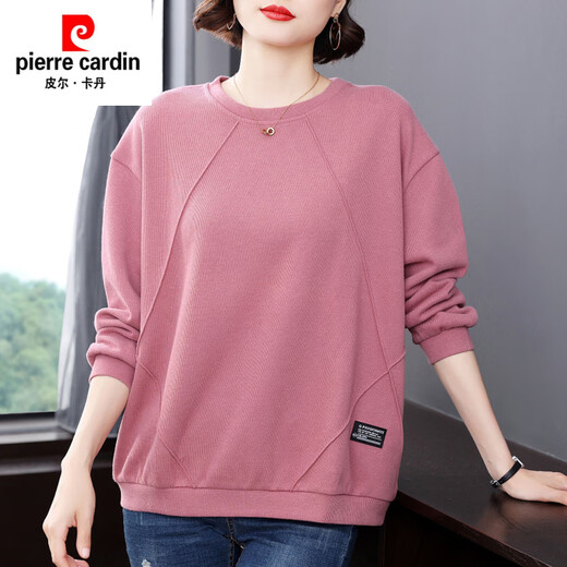 皮尔卡丹（pierre cardin）妈妈休闲卫衣女宽松打底衫2025新款秋衣外穿中老年春秋装洋气上衣 694桔色 XL 建议115-125斤
