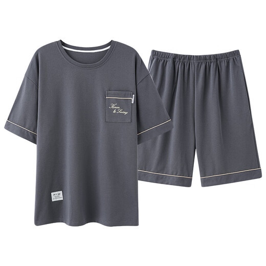 Arctic Velvet Sommer Herren-Pyjama für Sommerkamm-Kamm-Baumwollanzug Sommerhauskleidung 2025 neues Modell 9928 l Gewicht 100-120 Jin [Jin ist 0,5 kg]