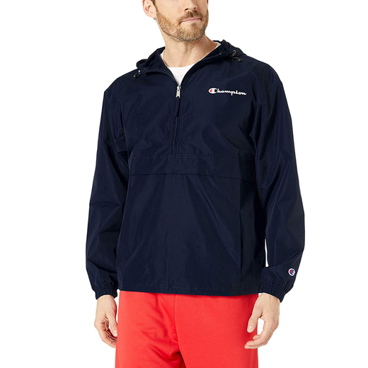 Champion U.S. Champion Windproof Men's and Women's Unisex Half-Zip Windbreaker Jacket Top Pullover Jacket Loss Clearance Navy Blue Thin S 155-165cm/45-60kg