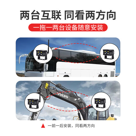 Gaussbell 4G Camera de automóvil Monitoreo Excavador Truck Truck Bus 24 horas Teléfono móvil Remoto Posicionamiento Monitor de posicionamiento Inalámbrico Tráfico libre de alta definición Recordadora de visión nocturna de alta definición 12V24V [Posicionamiento de la estación base] Conjunto de máquina dual + Cuerpo de metal completo + Tarjeta completa 64G